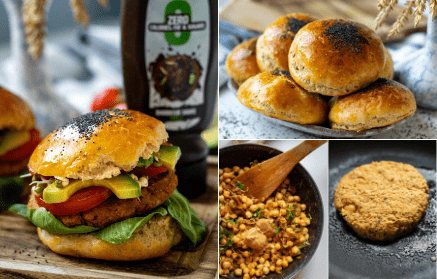 Przepis fitness: burger wegetariański z bułką orkiszową i plackiem z ciecierzycy